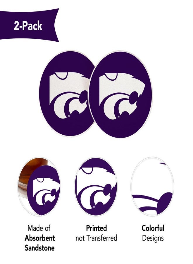 Desert Cactus Kansas State University Car Accessories KSU Wildcats Absorbent Sandstone Cup Coasters Licensed Product Set of 2 (Design A) - Image 4
