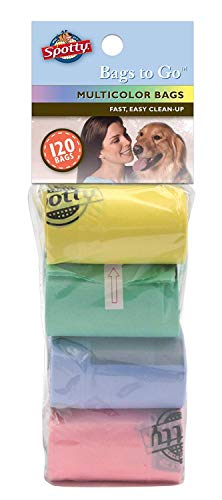 Spotty LeakProof Easy Tear Off Refill Rolls Disposable Pet Dog Poop Bags to Go for Waste Pickup Multicolor 120 ct 8 x 15 - Image 1