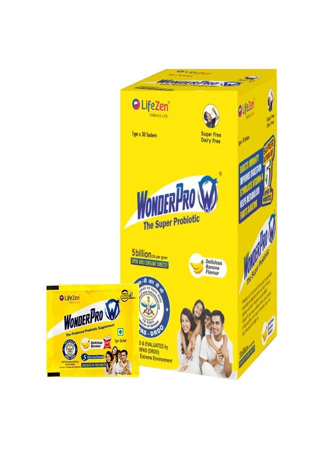 Lifezen Wonderpro Probiotic Supplement Sugarfree 30 Sachets – Good for Digestion Help to Reduce Bloating l No Gluten & No lactose (Pack of 1,Total 30 Sachets) - Image 1