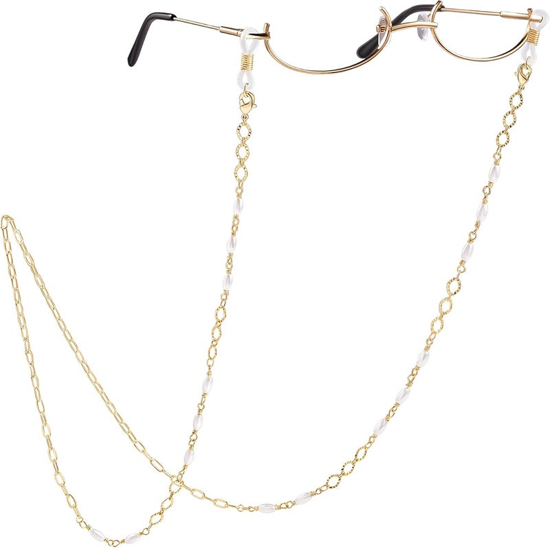 PEARLADA 18K Gold Eyeglass Chain Sunglasses Strap Holder Reading Glasses Retainer Gold Beaded Chain String Cord Lanyard - Image 1