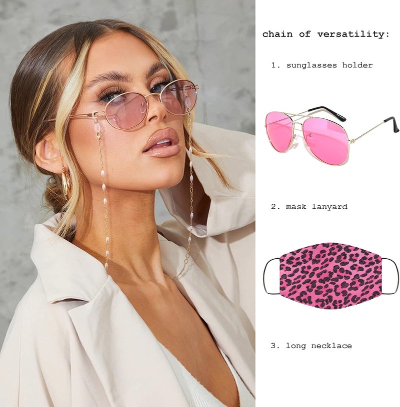 PEARLADA 18K Gold Eyeglass Chain Sunglasses Strap Holder Reading Glasses Retainer Gold Beaded Chain String Cord Lanyard - Image 5