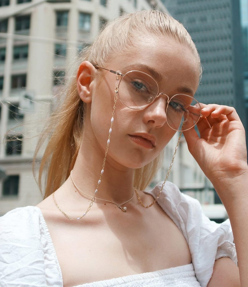 PEARLADA 18K Gold Eyeglass Chain Sunglasses Strap Holder Reading Glasses Retainer Gold Beaded Chain String Cord Lanyard - Image 2