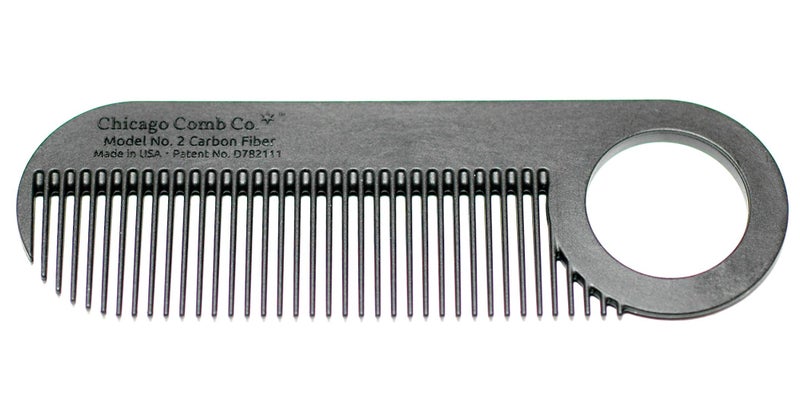 Chicago Comb Model 2 Carbon Fiber, Made in USA, Anti-static, 4 inches (10 cm) long, Fine-tooth, Pocket & Travel comb, for Thinner Hair, Beard & Mustache comb - Image 1
