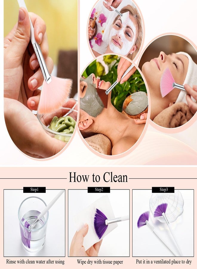 Maitys 9 Pieces Facial Fan Mask Brushes, Soft Facial Applicator Brushes Tools for Peel Glycolic Makeup for Mud Cream(Multicolor) - Image 4