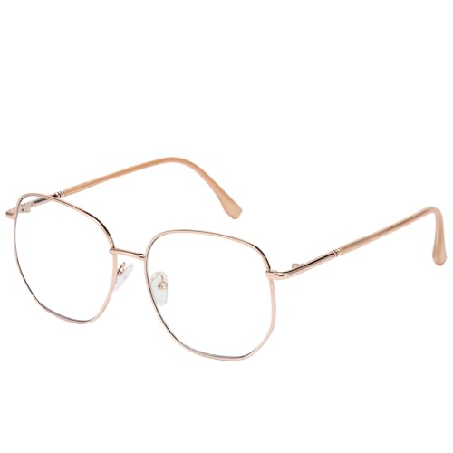 Cyxus Photochromic Blue Light Glasses for Men Women Computer Glasses UV Protection Glasses 8261 Rose Gold White Lens - Image 1