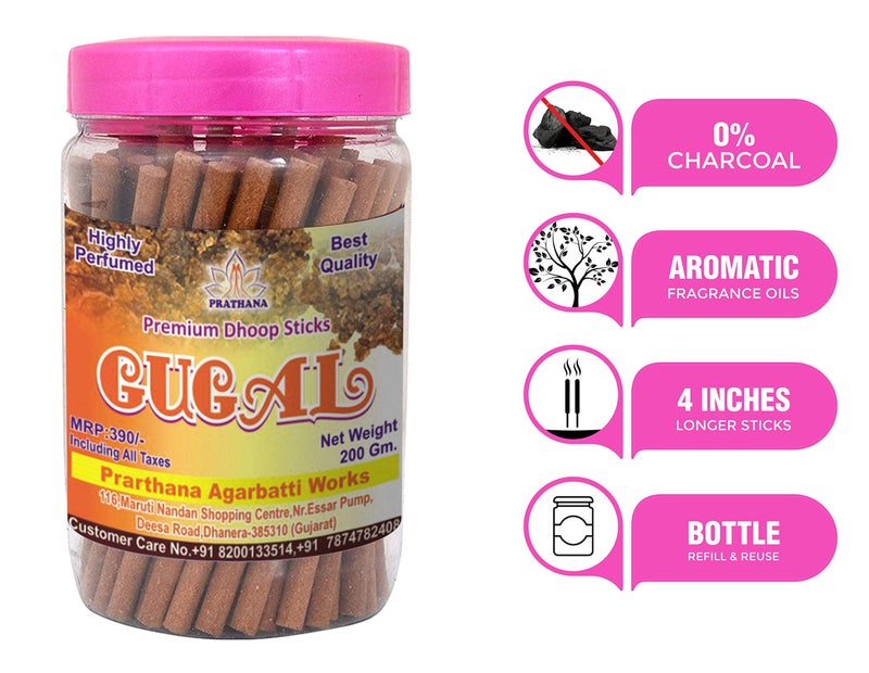 PRARTHANA Guggal Premium Dhoop Sticks Charcoal Free/Pollution Free, Box Pack (200GM) - Image 3