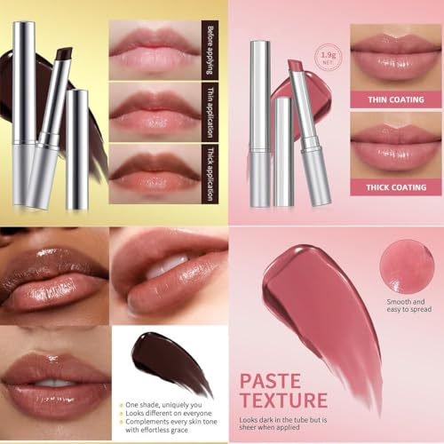 Baorder 2PCS Honey Lipstick Tinted Lip Balm,Black and Pink Lipstick,Hydrating Natural Glossy Sheer Black Lip Balm,Moisturizing Makeup Lip Care for Repairing Dry Lips - Image 2