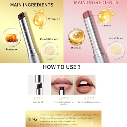 Baorder 2PCS Honey Lipstick Tinted Lip Balm,Black and Pink Lipstick,Hydrating Natural Glossy Sheer Black Lip Balm,Moisturizing Makeup Lip Care for Repairing Dry Lips - Image 5