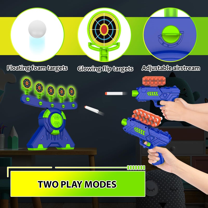 GMAOPHY Shooting Games Toy Gift for Age 5 6 7 8 9 10 Years Old Kids Glow in The Dark Boy Gift Floating Ball Targets with Foam Dart Toy Blaster 10 Balls 5 Targets - Image 3
