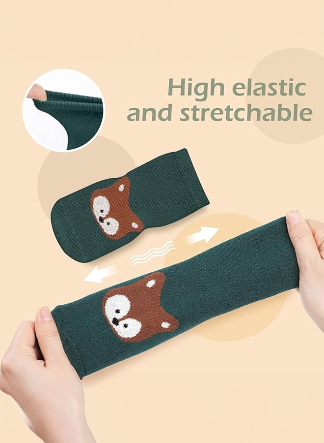 SHABILI Cotton Crew Socks Mid‑Calf Socks Casual Slouch Socks 6‑Pair , Breathable Moisture‑Wicking Anti‑Slip Cuff Durable Anti‑Odor No Pilling, For Kids 1‑3 Years Travel, Gray Khaki White Beige Cinnamon Green - Image 3