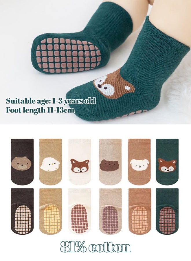 SHABILI Cotton Crew Socks Mid‑Calf Socks Casual Slouch Socks 6‑Pair , Breathable Moisture‑Wicking Anti‑Slip Cuff Durable Anti‑Odor No Pilling, For Kids 1‑3 Years Travel, Gray Khaki White Beige Cinnamon Green - Image 5