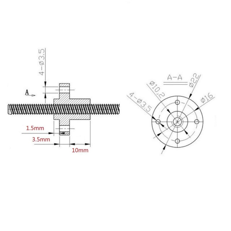 Flylock 4-Pack T8 Lead Screw Brass Nut for Diameter 8mm (2mm Pitch, 4 Starts, 8mm Lead) T8 Lead Screw of 3D Printer Z Axis - Image 3