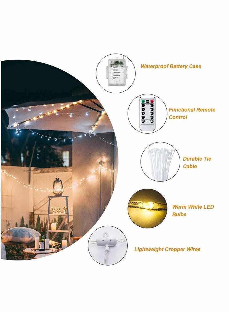 أضواء مظلة الفناء بالطاقة الشمسية في الهواء الطلق، 8 أوضاع إضاءة، عمود مقاوم للماء للتخييم والخيام