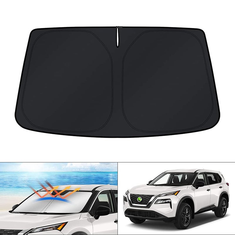 KUST Windshield Sun Shade for 20212025 2026 Nissan Rogue 3rd Gen Accessories Not for Rogue Sport Custom Fit Window Shade Cover Sun Visor Sunshield Foldable Protector Blocks UV Rays Keep Car Cooler