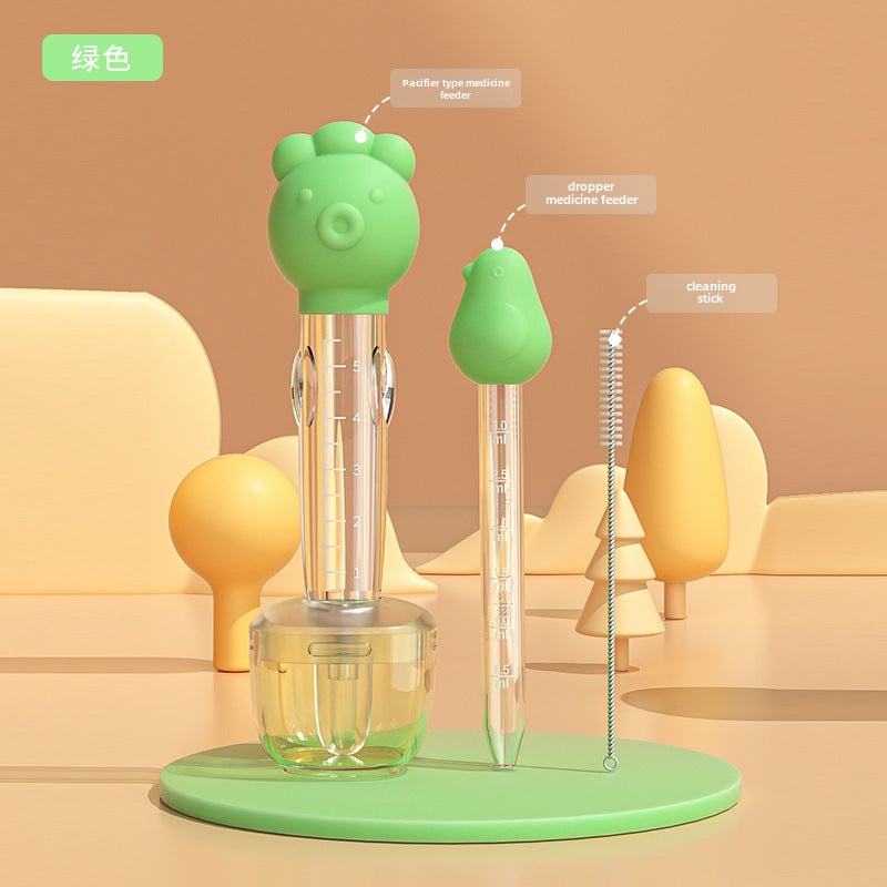 Medicine Feeding Artifact Pacifier Medicine Feeding Baby Anti-choking Drink Water Baby Children Take Medicine Children's Straw Neonatal Dropper(Pill feeder-Green [delivery and storage box]]) - Image 1