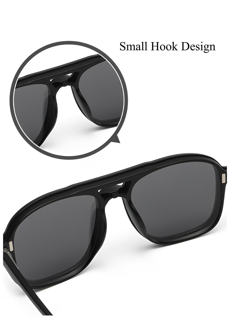 REOCLE 5pcs Magnetic Polarized Clip-on Sunglasses Plastic Frame for Night Driving Square Eyeglasses Fit for Men & Women  - Image 4