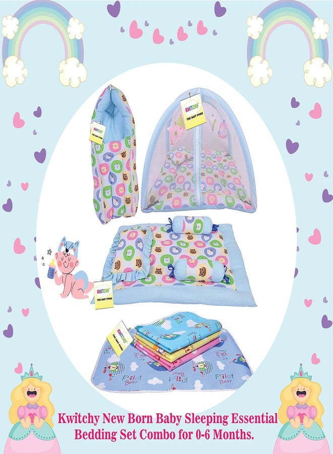Kwitchy Baby Bedding Set for New Born Essential Combo (0-6 Months) (4PCS Set) (Blue) - Image 2
