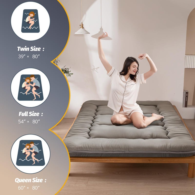 MAXYOYO 6" Extra Thick Japanese Tatami Pad, Foldable Mattress for Adults & Guests, Dark Grey, Twin - Image 3