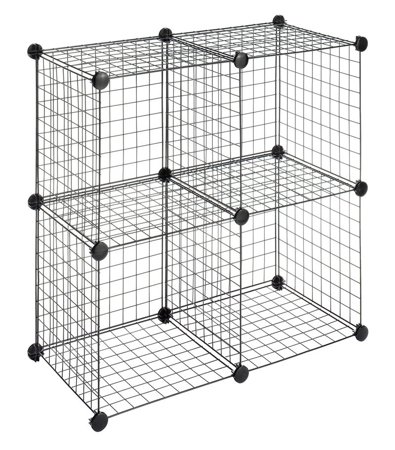 Whitmor Storage Cubes  Stackable Interlocking Wire Shelves Black Set of 4