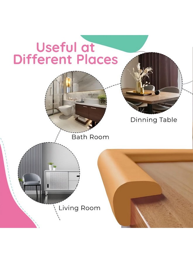 KidDough Baby Proofing Corner Safety Strip And Corner Guard | Thick Rubber Edge Corner Protector Guard | Sharp Corner Guard | Corner Protector For Kids (2 Meters Extra Thick, Light Brown) - Image 3