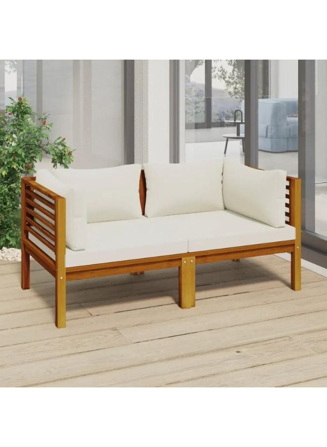 vidaxl vidaXL 2-Seater Garden Sofa with Cream Cushion Solid Acacia Wood  - Image 1