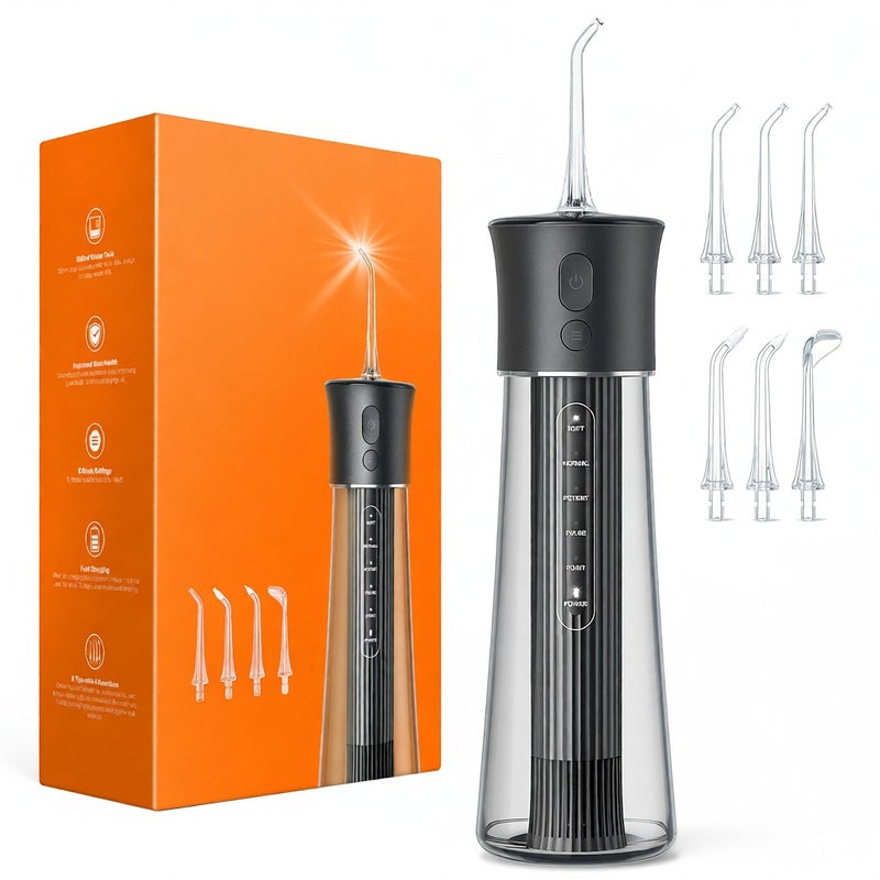 Cordless Oral Irrigator Water Dental Flosser for Teeth IPX7 Waterproof Water Flosser USB Rechargeable Teeth Cleaner Water Dental Picks 5 Modes 6 Jet Tips for Teeth Cleaning - Image 1