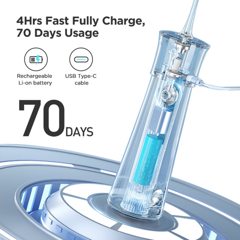 Cordless Oral Irrigator Water Dental Flosser for Teeth IPX7 Waterproof Water Flosser USB Rechargeable Teeth Cleaner Water Dental Picks 5 Modes 6 Jet Tips for Teeth Cleaning - Image 4