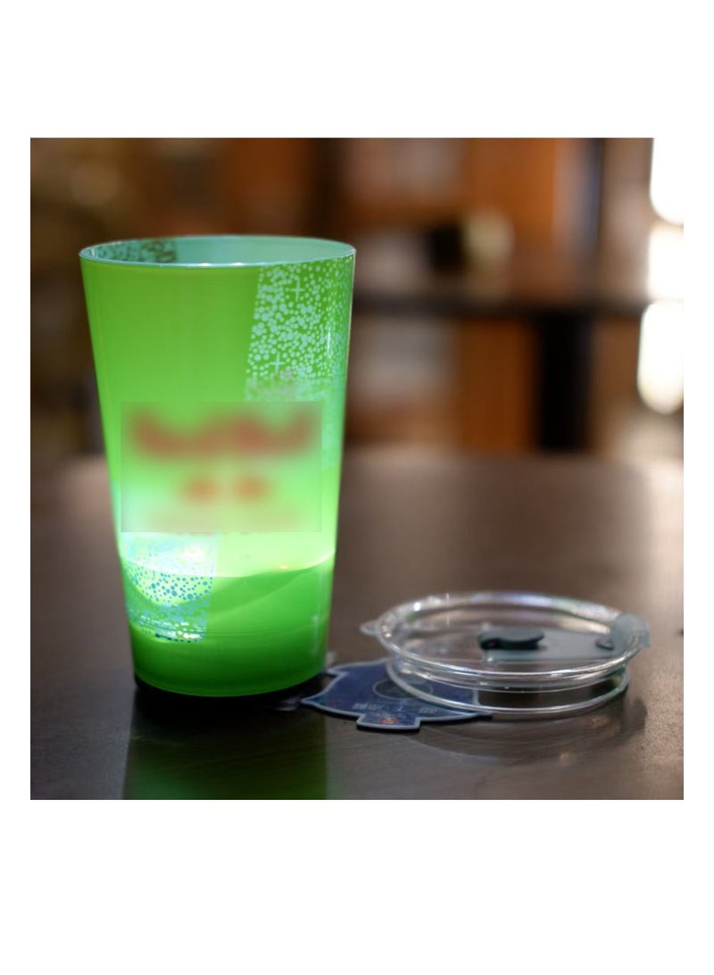 كوب فلاش من قطعتين، كوب مرح، كوب مضيء يعمل بمستشعر الماء، مع غطاء، مناسب لحفلات أعياد الميلاد وحفلات التخرج والمهرجانات (أخضر + أزرق، 420 مل) - Image 5