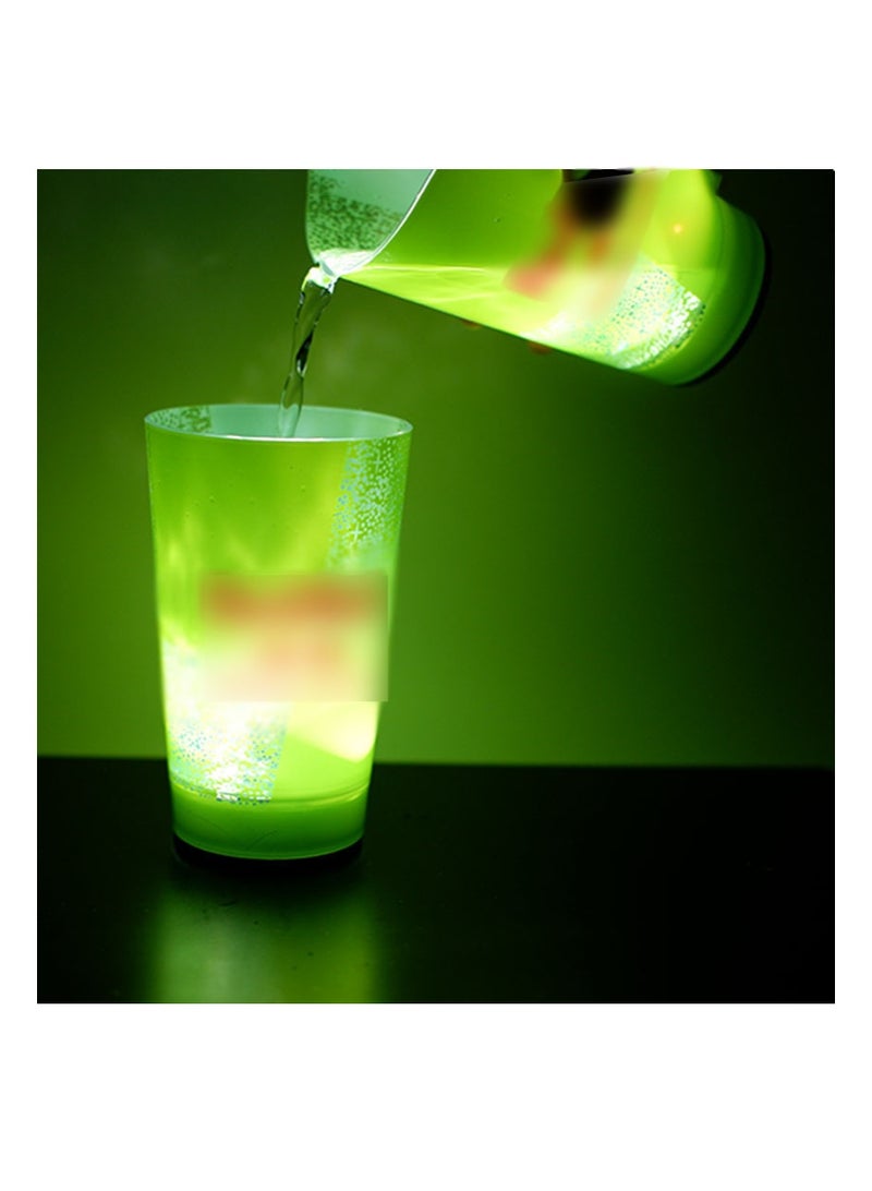 كوب فلاش من قطعتين، كوب مرح، كوب مضيء يعمل بمستشعر الماء، مع غطاء، مناسب لحفلات أعياد الميلاد وحفلات التخرج والمهرجانات (أخضر + أزرق، 420 مل) - Image 2