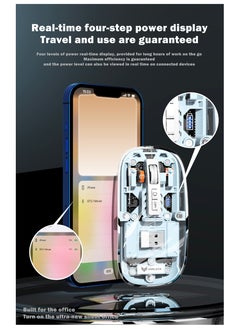 UNBLACK UNBLACK Wireless Mouse Crystal Transparent, Gaming Adjustable DPI, Triple 2.4G Mode Switching Bluetooth 2, Rechargeable digital display Silent Mouse for PC Laptops Mac iPhone Android - Pink  - Image 3