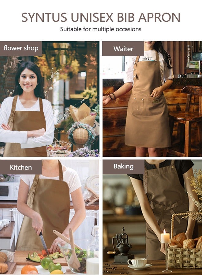 HomarKet Chef Apron for Women Men , Adjustable Kitchen Chef Apron,BBQ Restaurant Apron with 2 Pocket for Cooking Baking Gardening（Brown） - Image 5