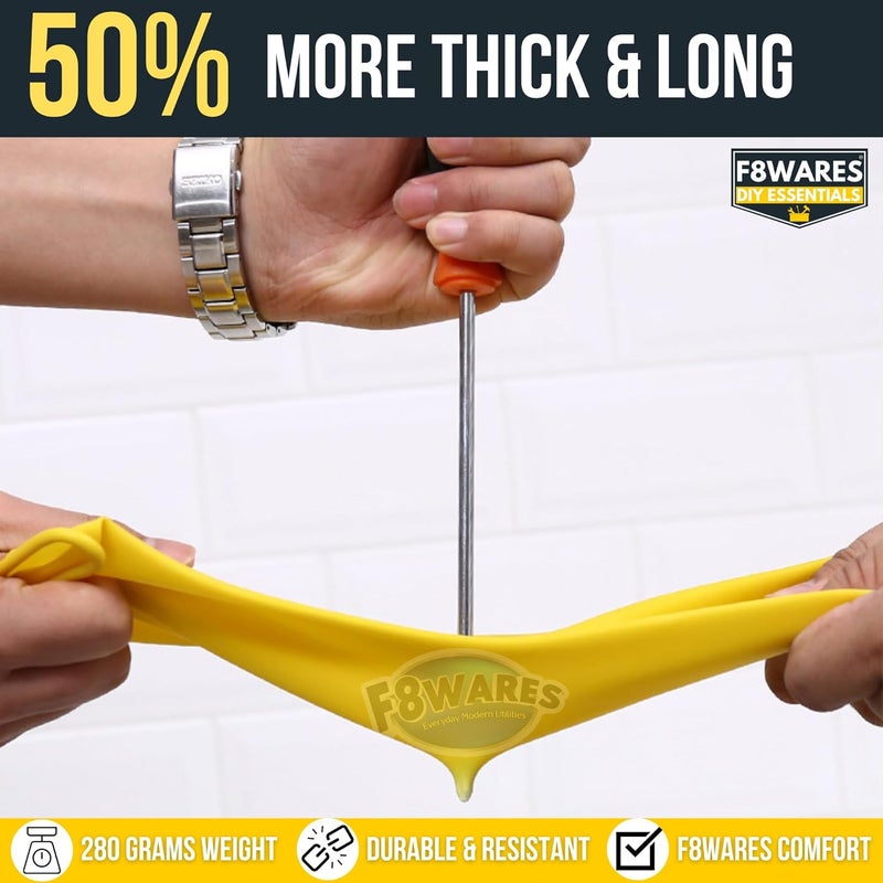 F8WARES قفازات مطاطية ثقيلة قابلة لإعادة الاستخدام بطول 22 بوصة للتنظيف وغسل الصحون والبستنة قفازات صناعية مقاومة للماء قفازات يد للمطبخ والحمام والأعمال التجارية 1 زوج - Image 2