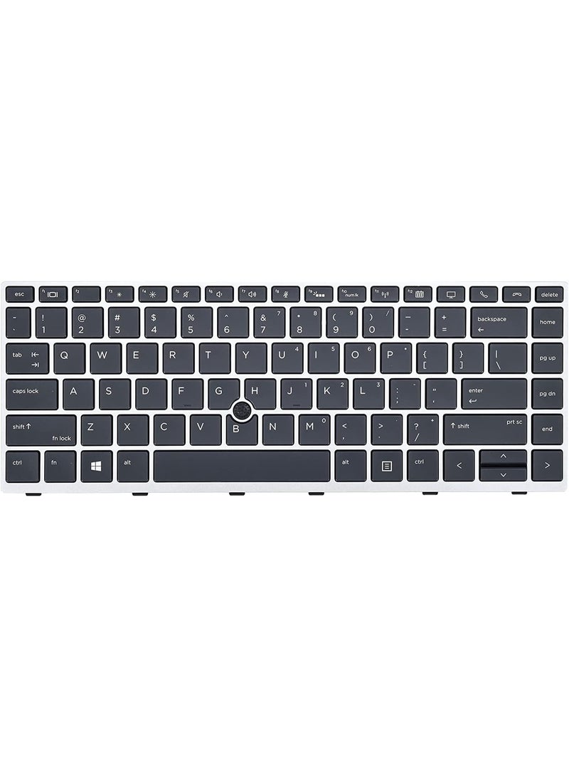 Terabyte لوحة مفاتيح خلفية بديلة لجهاز HP EliteBook 840 G5 840 G6 و EliteBook 745 G5 745 G6، لوحة مفاتيح EliteBook 840 G5 مع إطار فضي مؤشر تخطيط أمريكي L11307-001 L14378-001 - Image 1