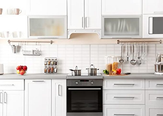 BELECO 7X5Ft Fabric Modern Kitchen Backdrop For Photography White Kitchen Wall Background For Video Recording Cooking Party Decorations Kids Adults Portrait Photoshoot Studio Booth Props Wallpaper - Image 2