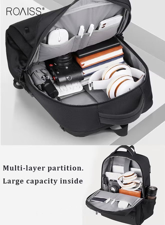 roaiss Multi Purpose Large Capacity Laptop Backpack with USB Charge Men Extra Large Carry On Backpack Men Water Resistant Traveling Suitcase Weekender Bag Daypack for Business - Image 3