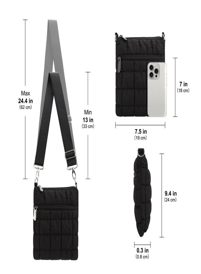 E-Tree Small Quilted Crossbody Bag for Women Puffer Cross Body Purse with Shoulder Strap Wallet Cute Mini Handbags Light-Weight Black - Image 3