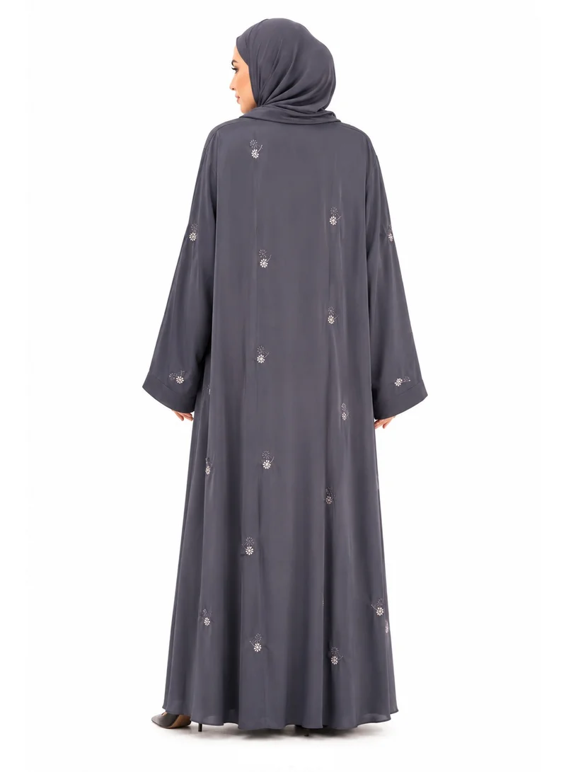 عباءات ريم All Over Embellished Abaya with Matching Sheila