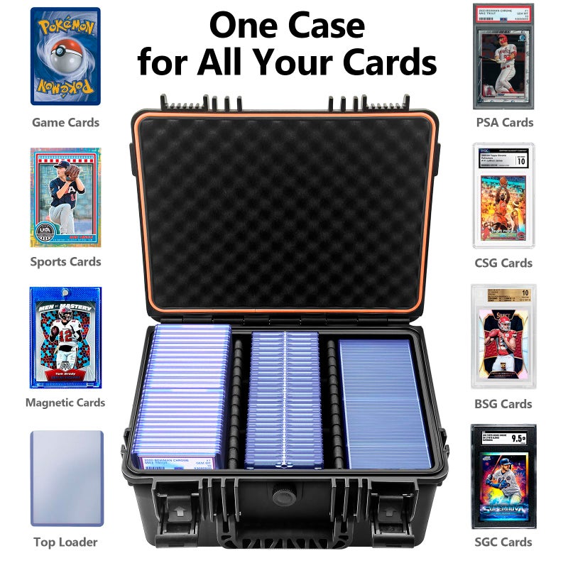 Betschkim Graded Card Storage Box for Baseball - Trading Card Storage Box with Adjustable Dividers Fits PSA BGS SGC Slabs | Waterproof Hard Cases for Sports Cards, Top Loader, Magnetic | Toploader Storage Box - Image 2