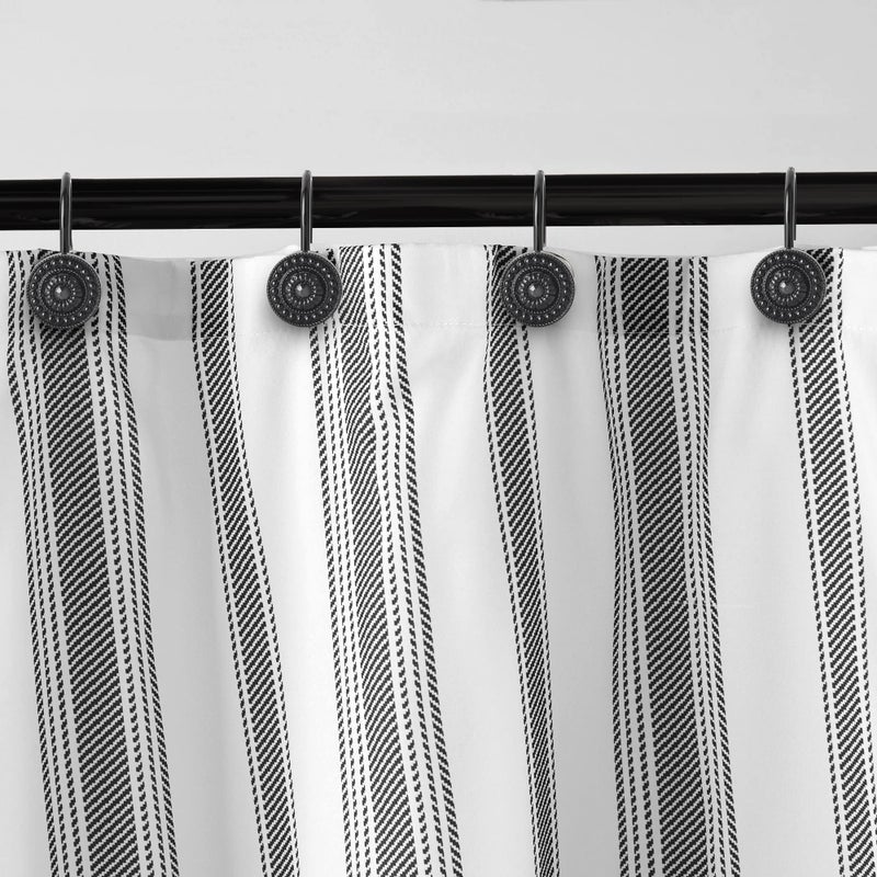 iToplin Black Shower Curtain Hooks, Rust Proof Decorative Shower Curtain Rings for Bathroom, Shower Curtain Hooks for Shower Liner, 12Pcs - Image 3