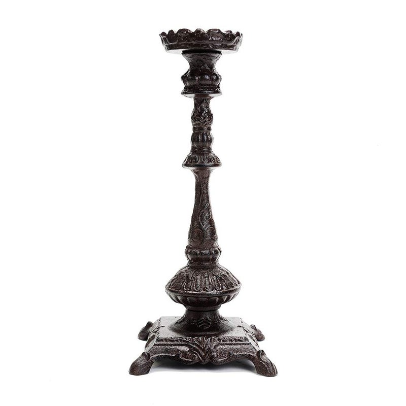 Sungmor Heavy Duty Cast Iron Candlestick Holders  Handcrafted Vintage Candelabra  37CM15Inch Tall 1Head Candle Holder  Decorative Pillar Candle Stand for Christmas Birthday Wedding Home Party
