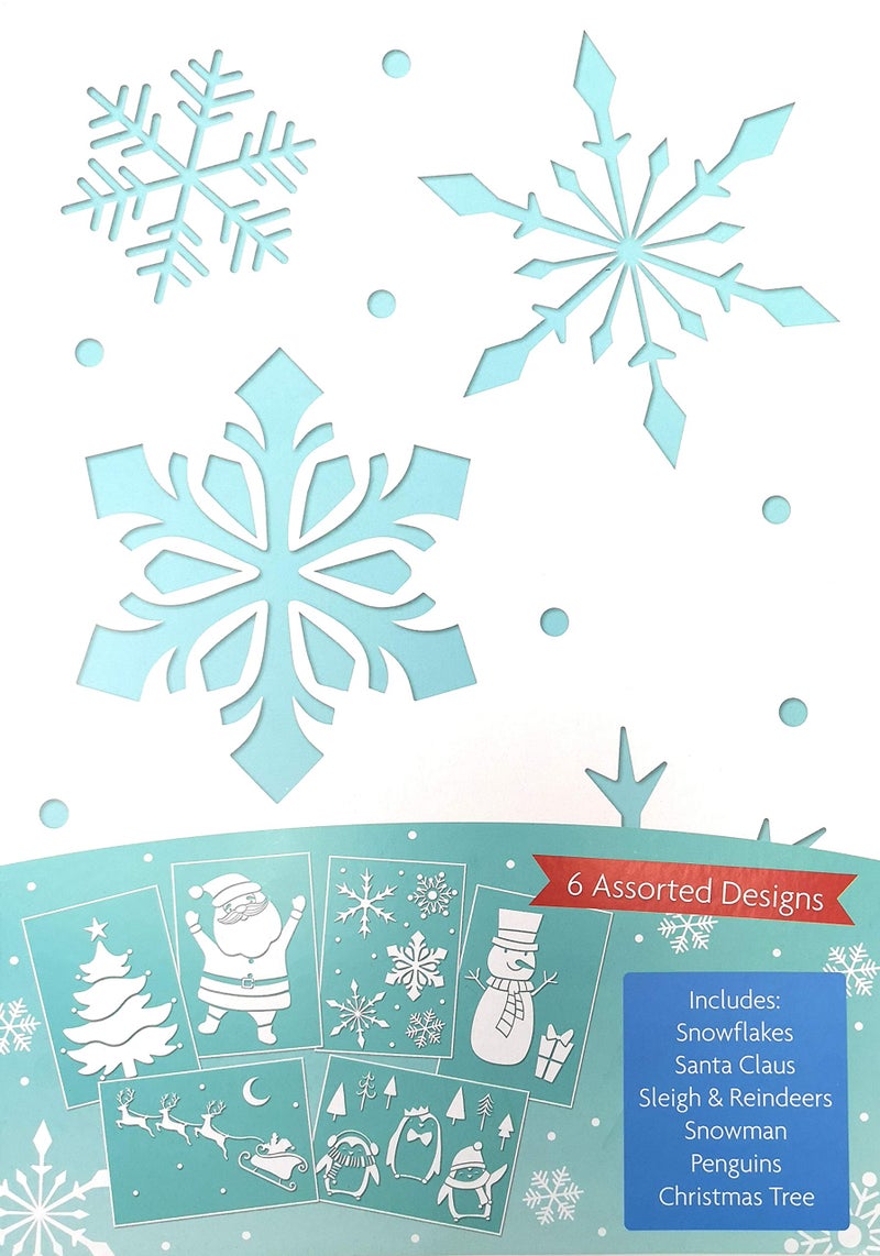 Tallon  6 Snow Spray Stencils for Christmas  Plastic Snow Spray Stencils