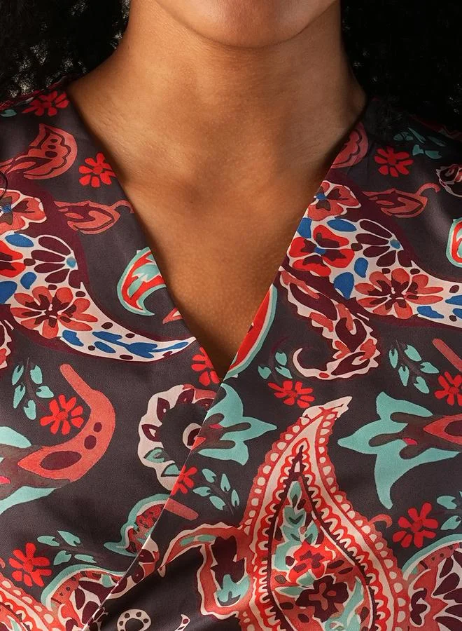 globus Globus Paisley Print Crop Top and Ruffled Maxi Skirt Co-Ords