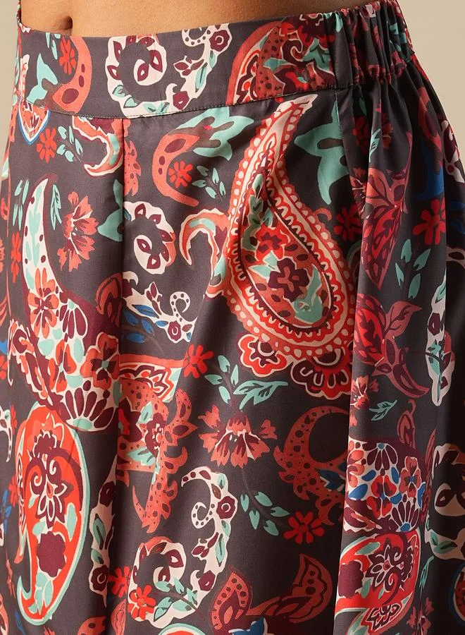 globus Globus Paisley Print Crop Top and Ruffled Maxi Skirt Co-Ords