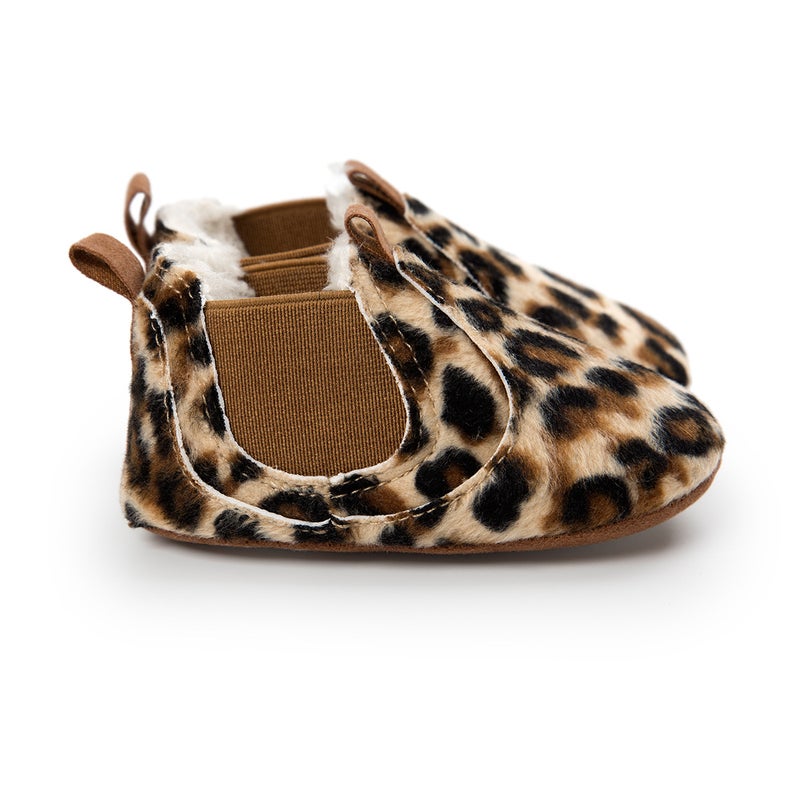 Autumn Winter Baby Leather Shoes Soft Sole Cotton Boots Leopard print 