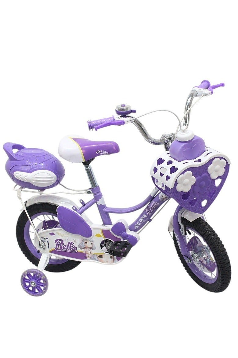 Bella Cute Girls Bike - 12 Inch with Training Wheels and Front Basket - Image 1