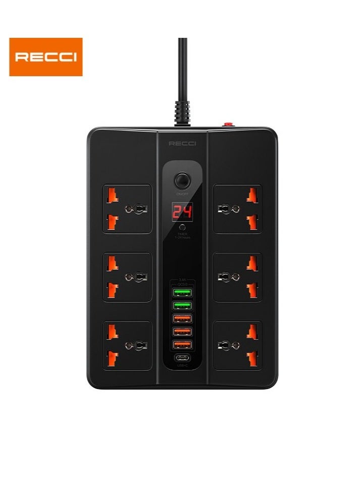 Recci PD+QC UK Plug Power Socket (6 AC Outlets, Type-C + 5 USB Ports  - Image 3