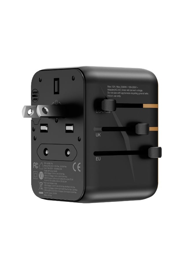 MYX Travel ex 35W Premium International Travel Adapter – 5-Port USB + USB-C PD Fast Charger with Universal AC Plug for EU, UK, USA, AU, Asia – Golden Edition - Image 3