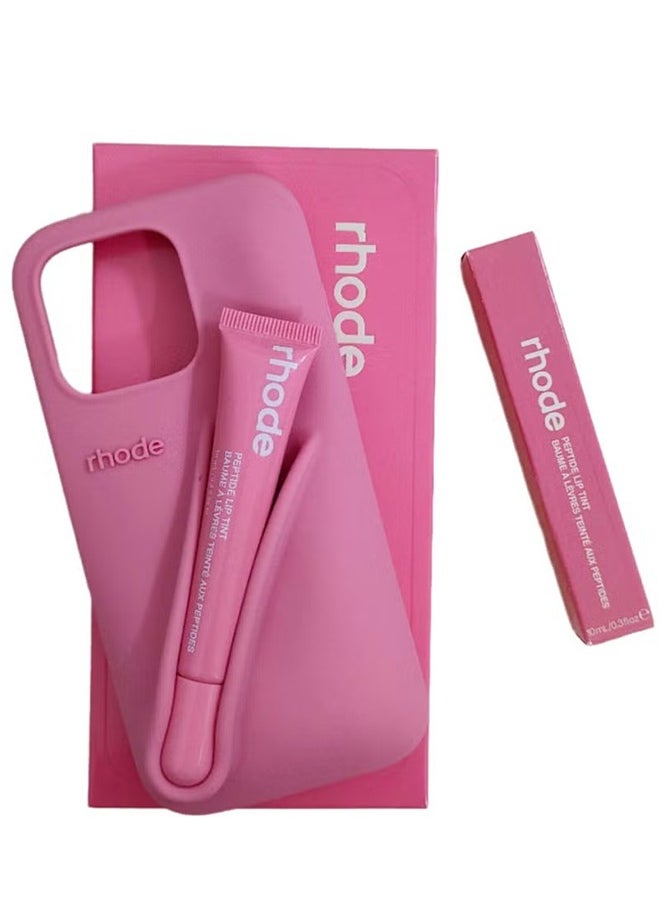 rhode Peptide Lip Color Silicone Phone Case, Phone Back Adhesive Lip Holder, Liquid Silicone Camera Protection Case and Lip Balm Design, Suitable for IPhone 16 Pro Max - Ribbon  - Image 3