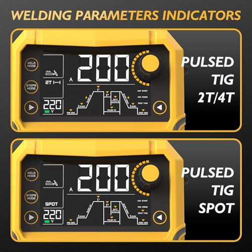 TOOLIOM 200A TIG Welder with Pulse, 4 in 1 Multifunctional TIG Welding Machine DC TIG/Spot TIG/Pulse TIG/Stick 110&220V Dual Voltage with Large Digital Display - Image 5