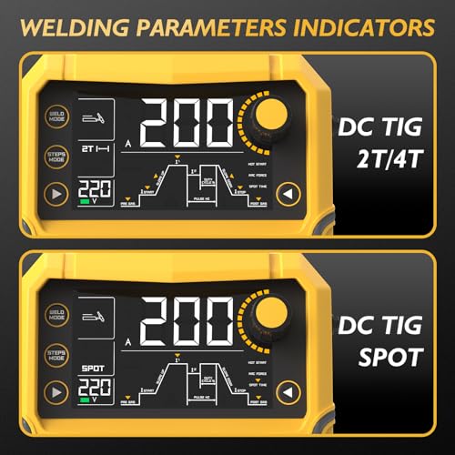 TOOLIOM 200A TIG Welder with Pulse, 4 in 1 Multifunctional TIG Welding Machine DC TIG/Spot TIG/Pulse TIG/Stick 110&220V Dual Voltage with Large Digital Display - Image 4